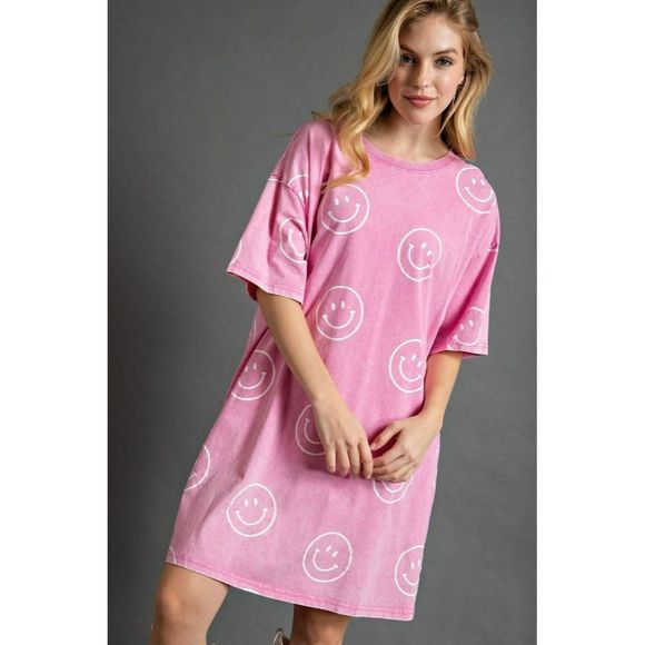 open lace back dress Smiley Jersey Dress – Tuxedo Pink main image 0